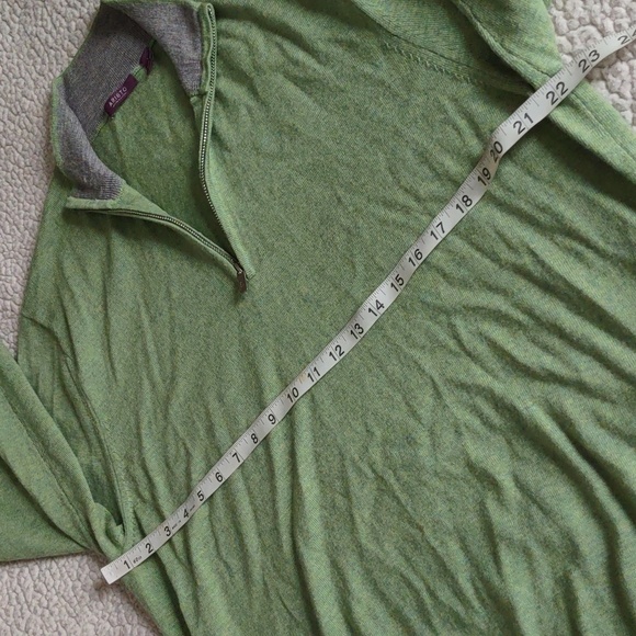 Aristo Eighteen Large 100% Merino Wool Green Quarter Zip Pullover - Picture 8 of 12